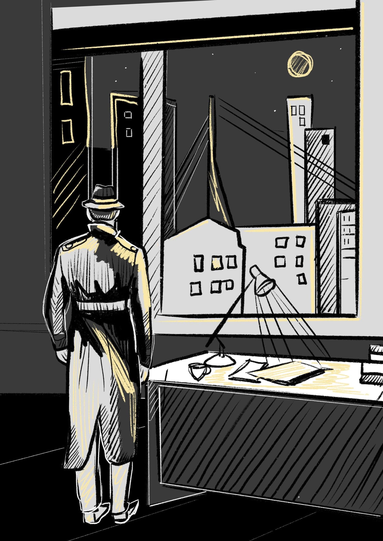 Omslag van het film noir-stripverhaal over adaptief leiderschap